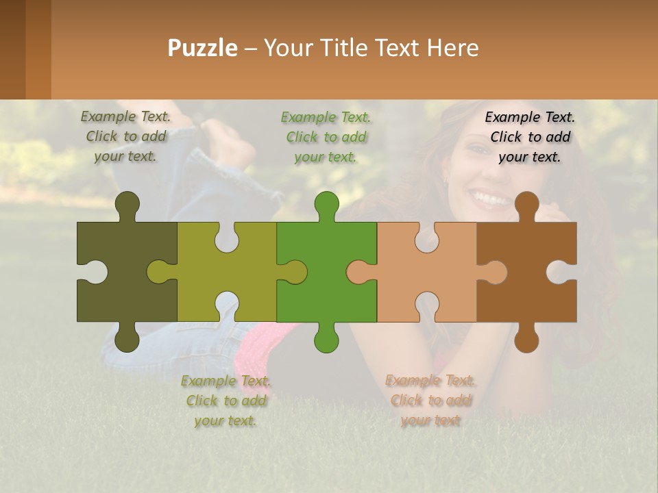 A Beautiful Woman Laying On The Grass In A Park PowerPoint Template