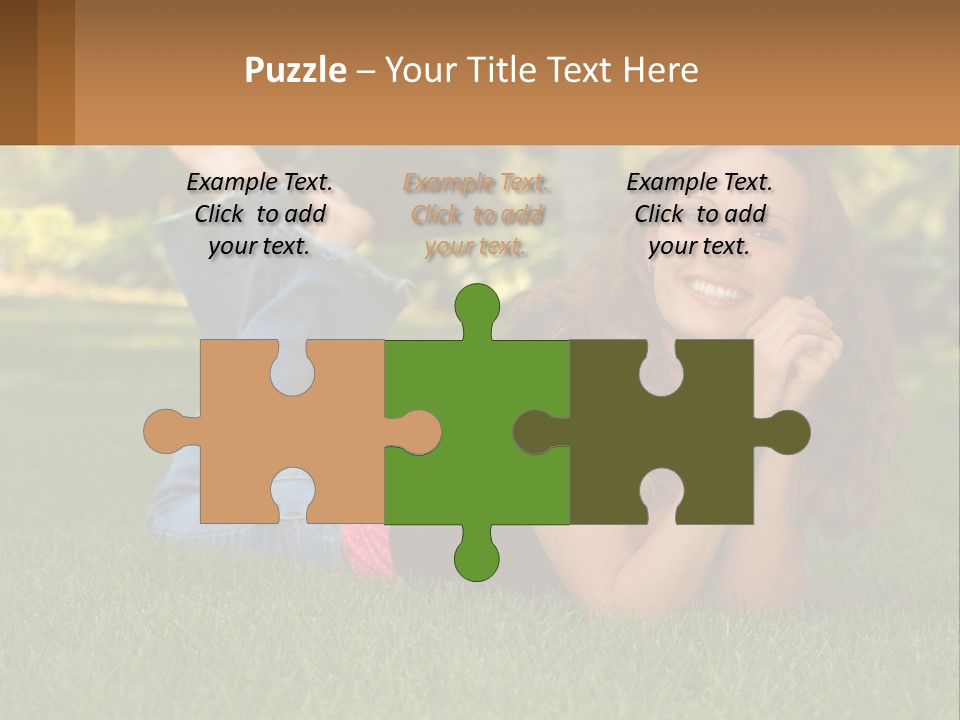 A Beautiful Woman Laying On The Grass In A Park PowerPoint Template