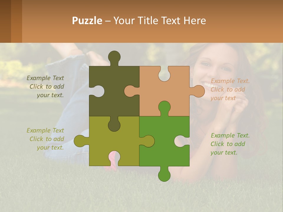 A Beautiful Woman Laying On The Grass In A Park PowerPoint Template