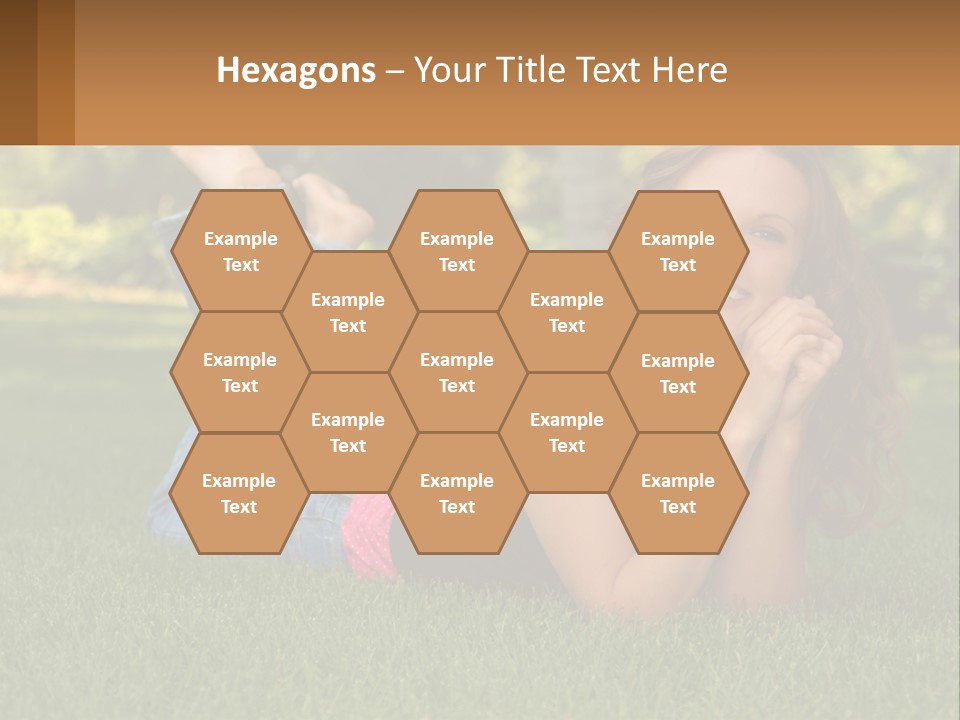 A Beautiful Woman Laying On The Grass In A Park PowerPoint Template