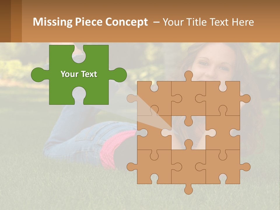 A Beautiful Woman Laying On The Grass In A Park PowerPoint Template