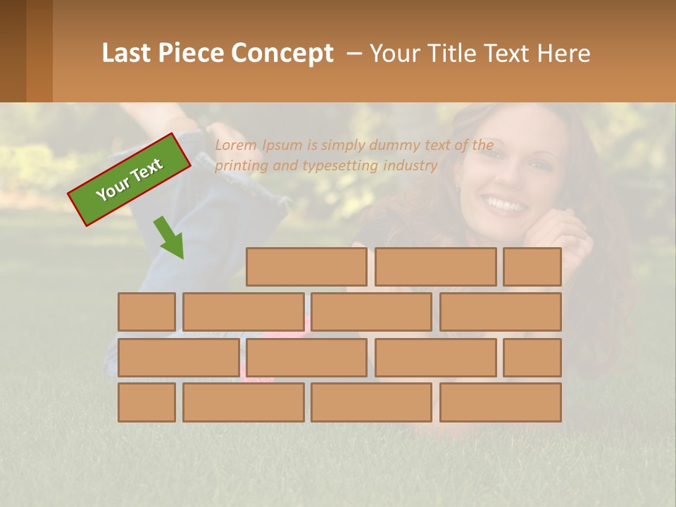 A Beautiful Woman Laying On The Grass In A Park PowerPoint Template