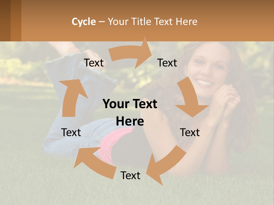 A Beautiful Woman Laying On The Grass In A Park PowerPoint Template