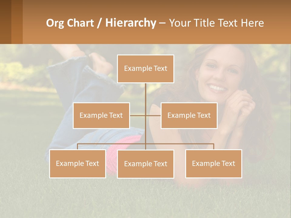 A Beautiful Woman Laying On The Grass In A Park PowerPoint Template