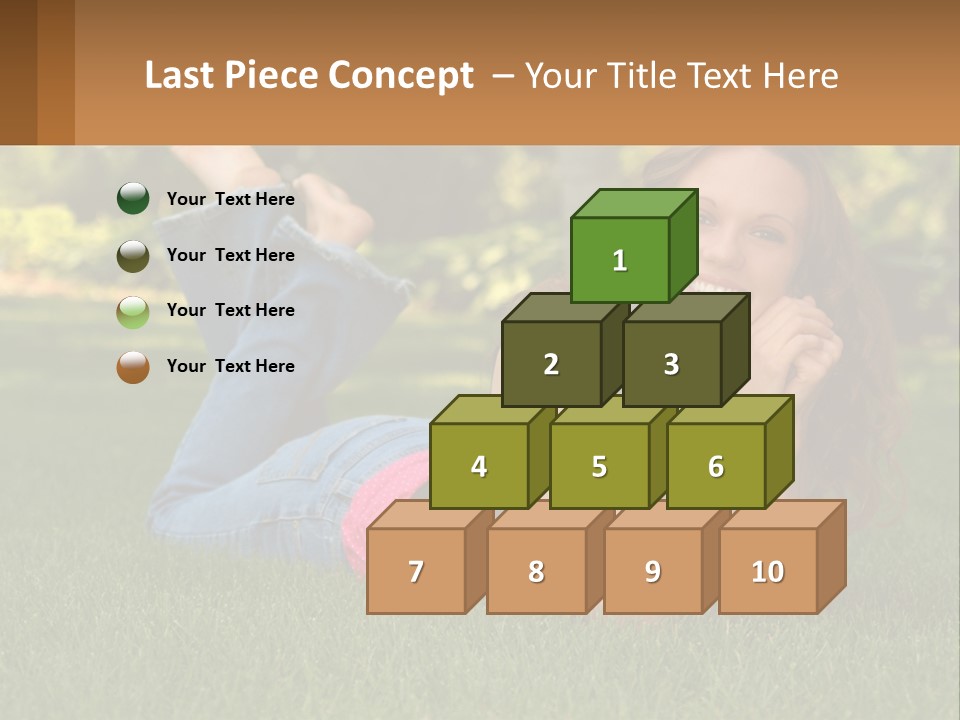 A Beautiful Woman Laying On The Grass In A Park PowerPoint Template