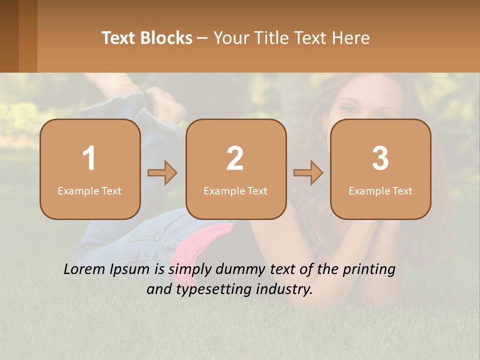 A Beautiful Woman Laying On The Grass In A Park PowerPoint Template