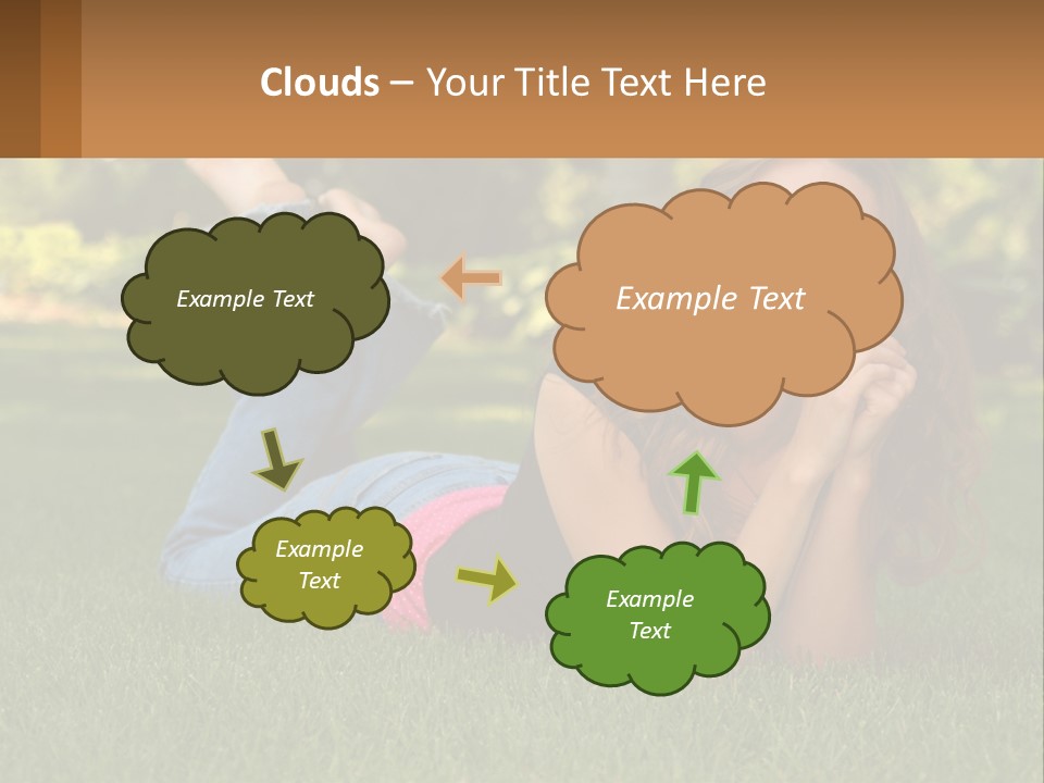 A Beautiful Woman Laying On The Grass In A Park PowerPoint Template