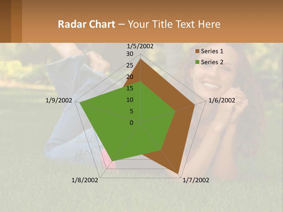 A Beautiful Woman Laying On The Grass In A Park PowerPoint Template
