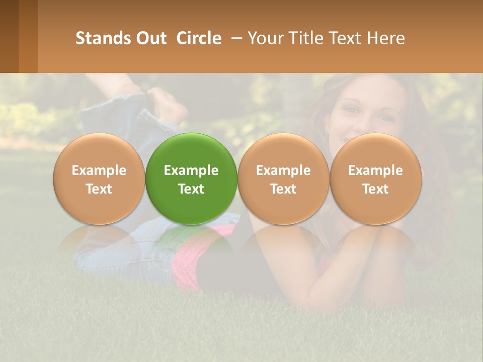 A Beautiful Woman Laying On The Grass In A Park PowerPoint Template