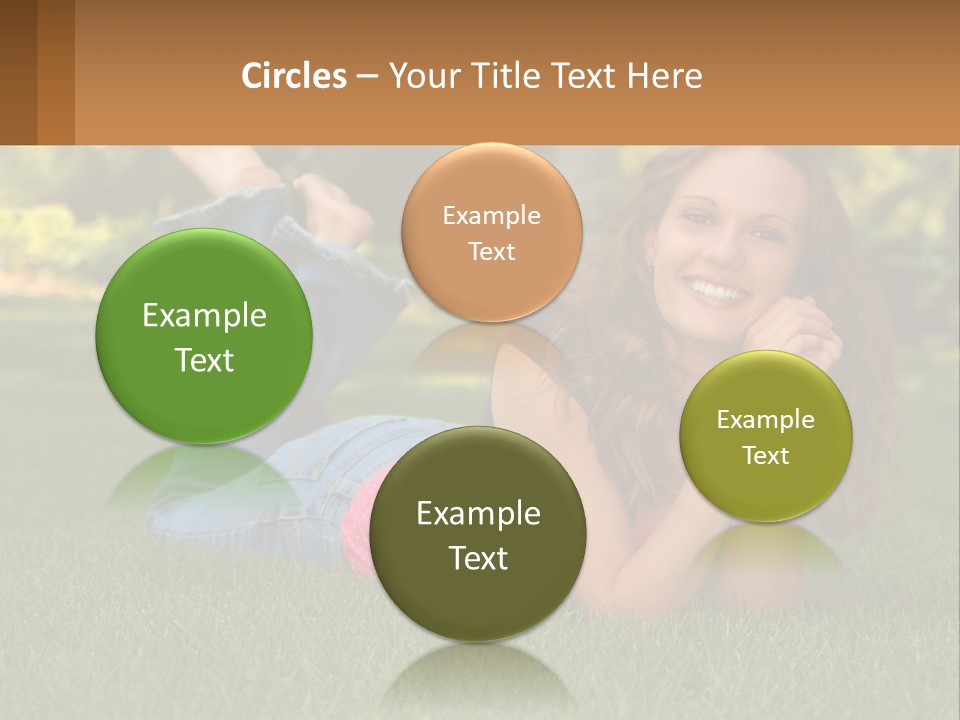 A Beautiful Woman Laying On The Grass In A Park PowerPoint Template