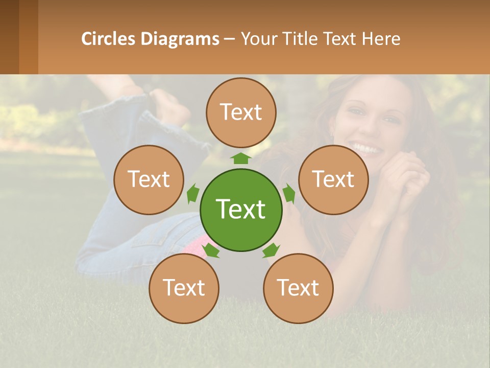 A Beautiful Woman Laying On The Grass In A Park PowerPoint Template