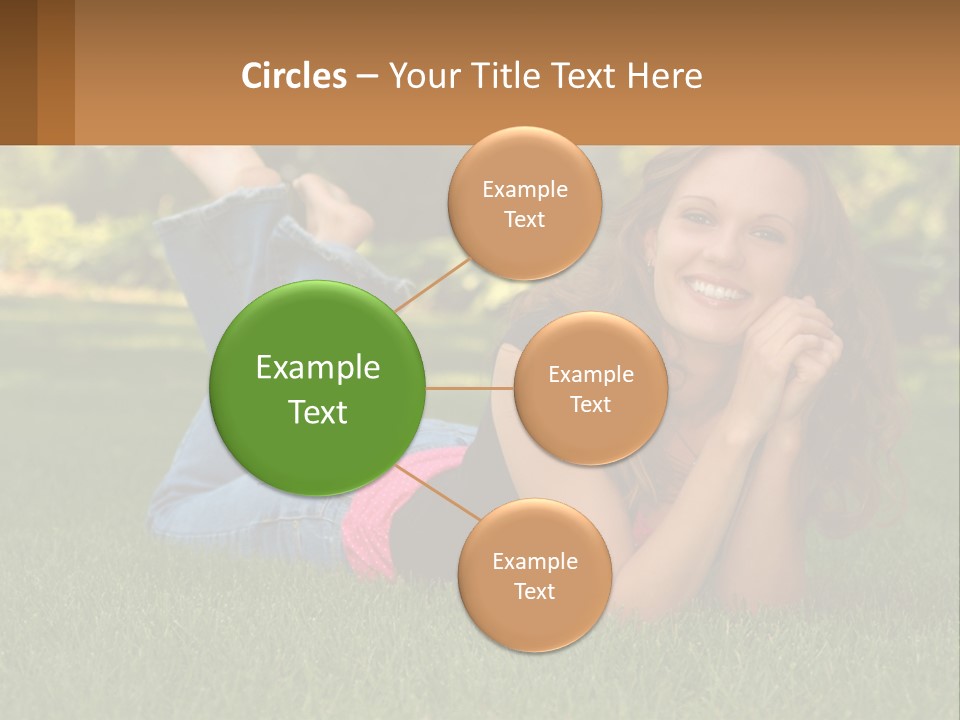 A Beautiful Woman Laying On The Grass In A Park PowerPoint Template