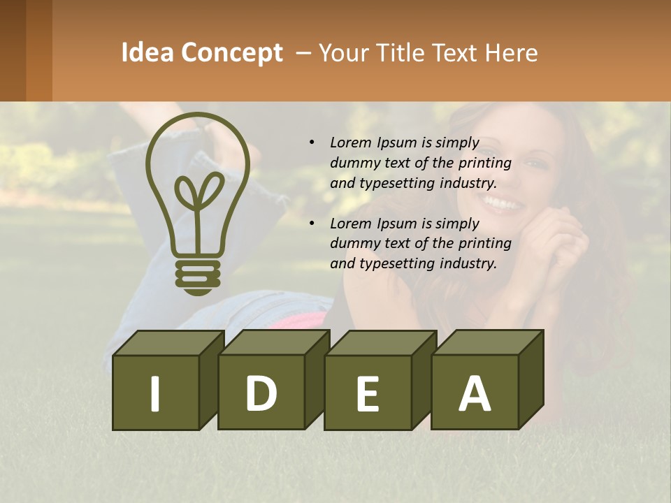 A Beautiful Woman Laying On The Grass In A Park PowerPoint Template