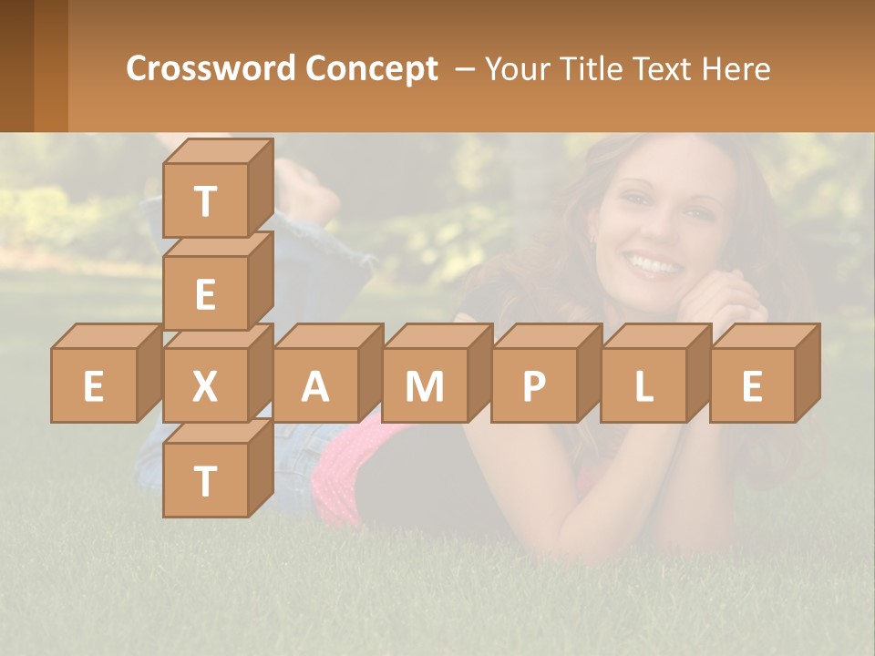 A Beautiful Woman Laying On The Grass In A Park PowerPoint Template