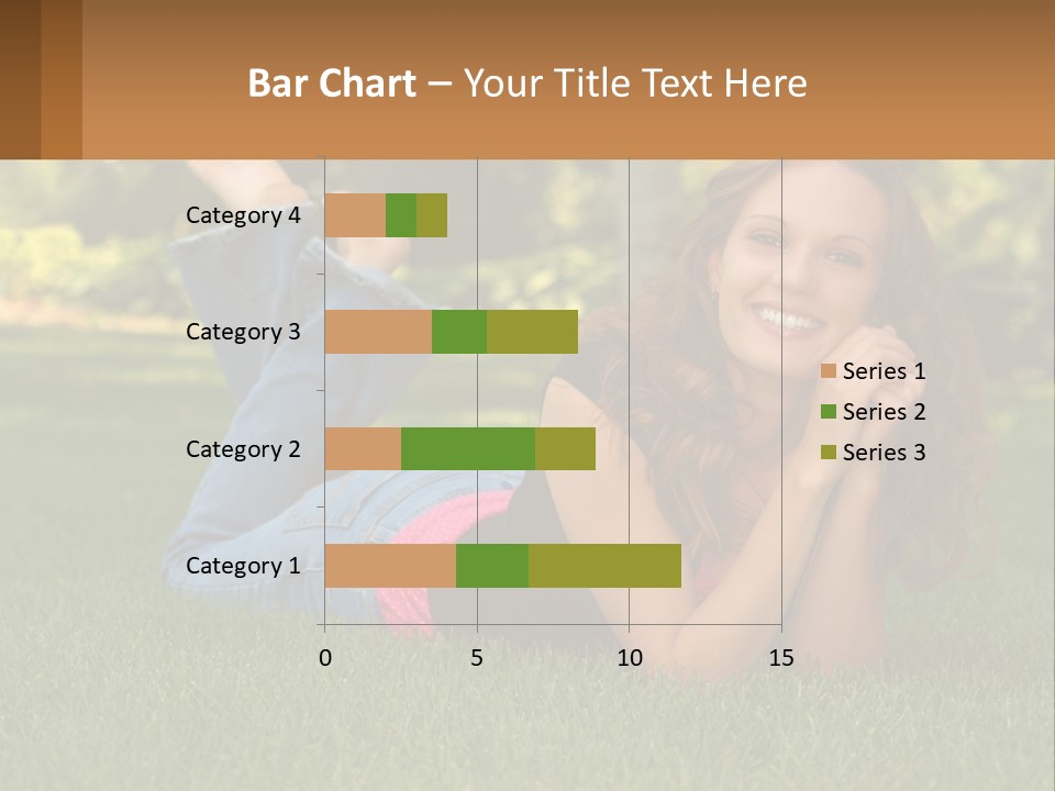 A Beautiful Woman Laying On The Grass In A Park PowerPoint Template