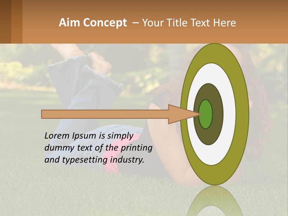 A Beautiful Woman Laying On The Grass In A Park PowerPoint Template