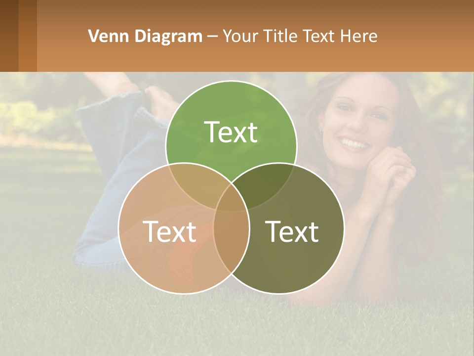 A Beautiful Woman Laying On The Grass In A Park PowerPoint Template