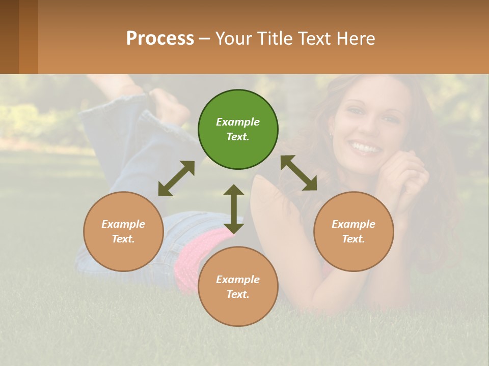 A Beautiful Woman Laying On The Grass In A Park PowerPoint Template