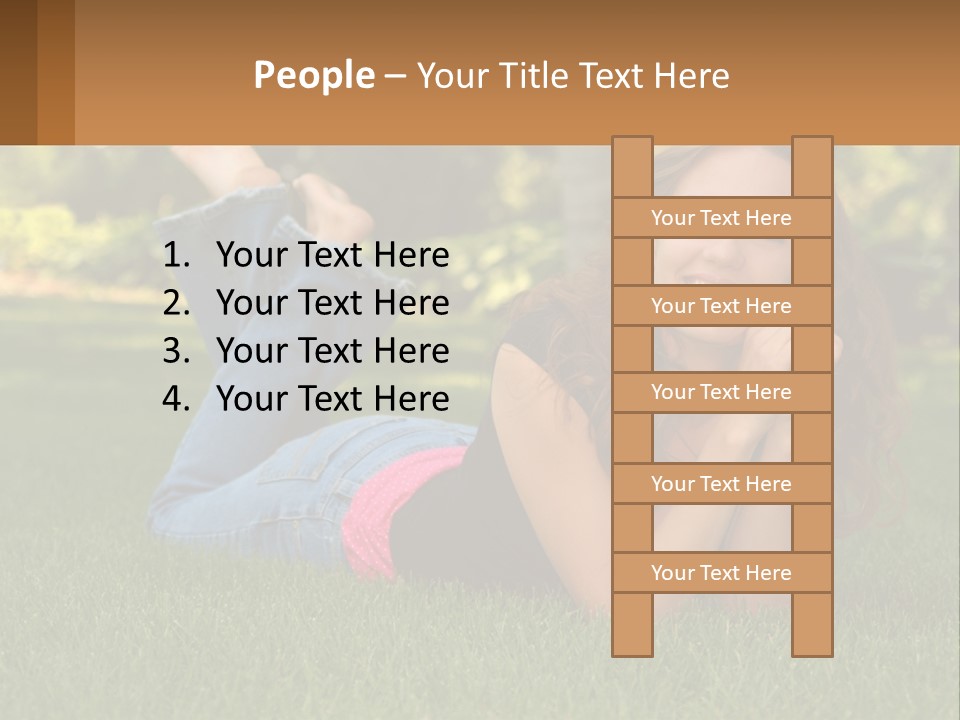 A Beautiful Woman Laying On The Grass In A Park PowerPoint Template