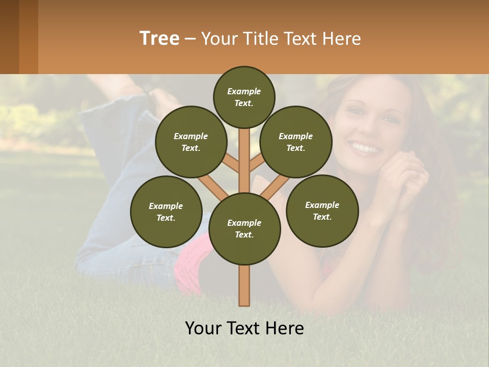 A Beautiful Woman Laying On The Grass In A Park PowerPoint Template