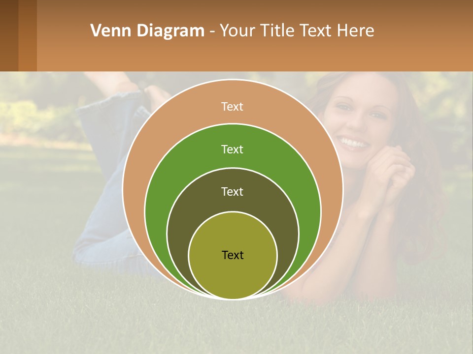 A Beautiful Woman Laying On The Grass In A Park PowerPoint Template