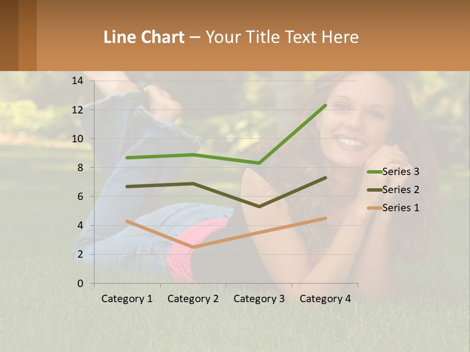 A Beautiful Woman Laying On The Grass In A Park PowerPoint Template