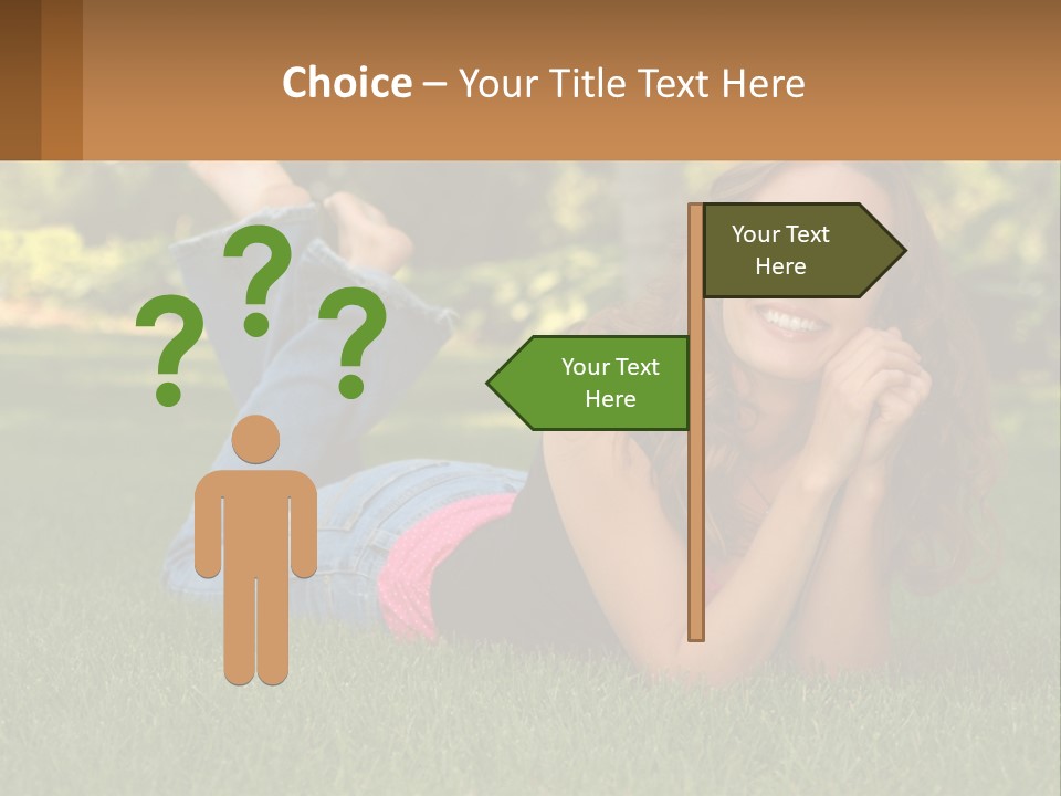 A Beautiful Woman Laying On The Grass In A Park PowerPoint Template