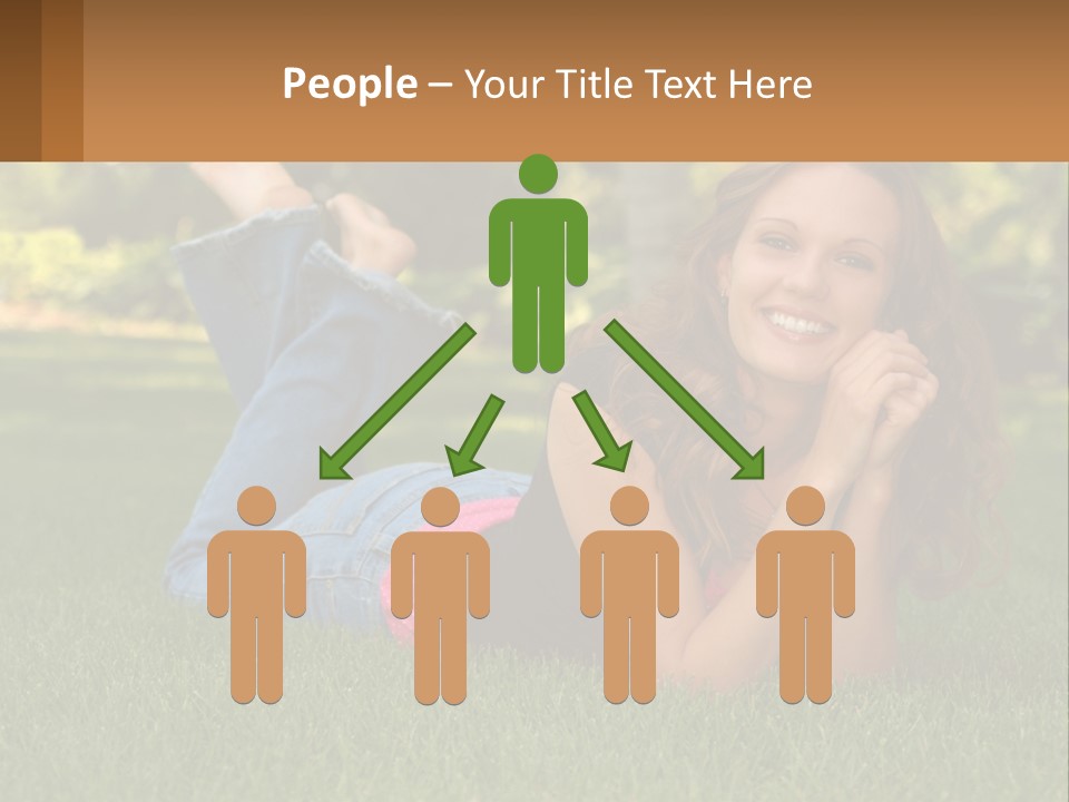 A Beautiful Woman Laying On The Grass In A Park PowerPoint Template