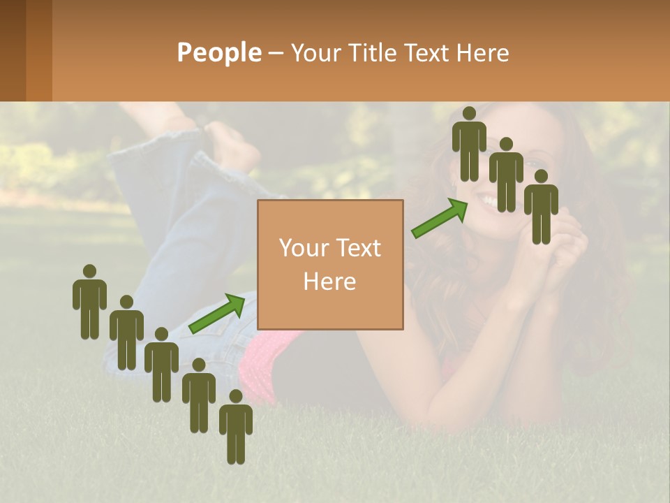 A Beautiful Woman Laying On The Grass In A Park PowerPoint Template