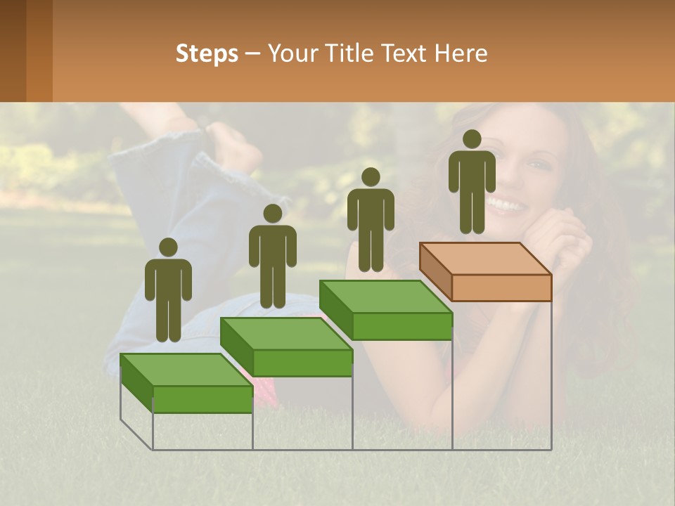 A Beautiful Woman Laying On The Grass In A Park PowerPoint Template