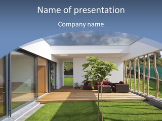 A Picture Of A Modern House With A Sky Background PowerPoint Template