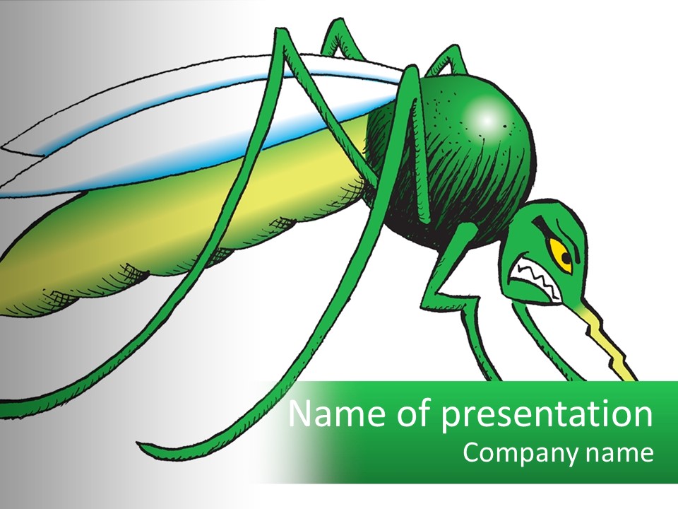 A Picture Of A Green Insect On A White Background PowerPoint Template