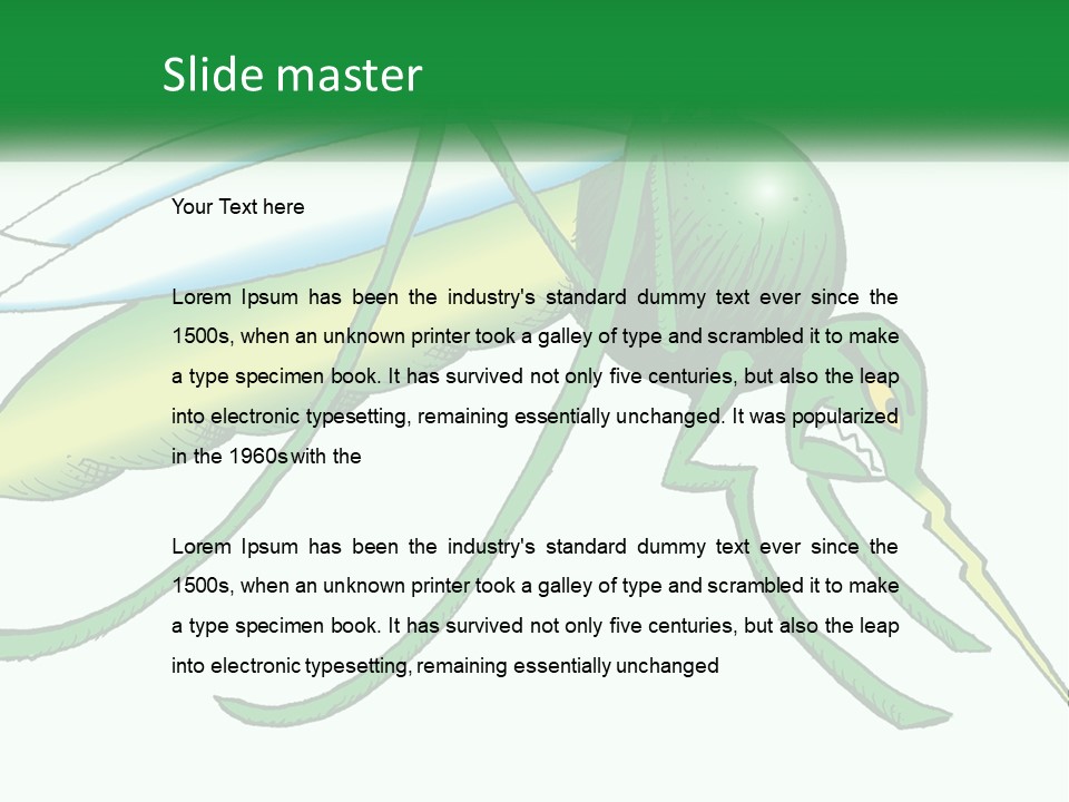 A Picture Of A Green Insect On A White Background PowerPoint Template