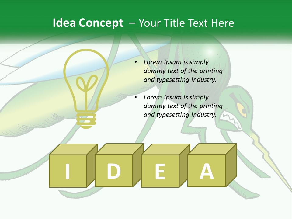 A Picture Of A Green Insect On A White Background PowerPoint Template