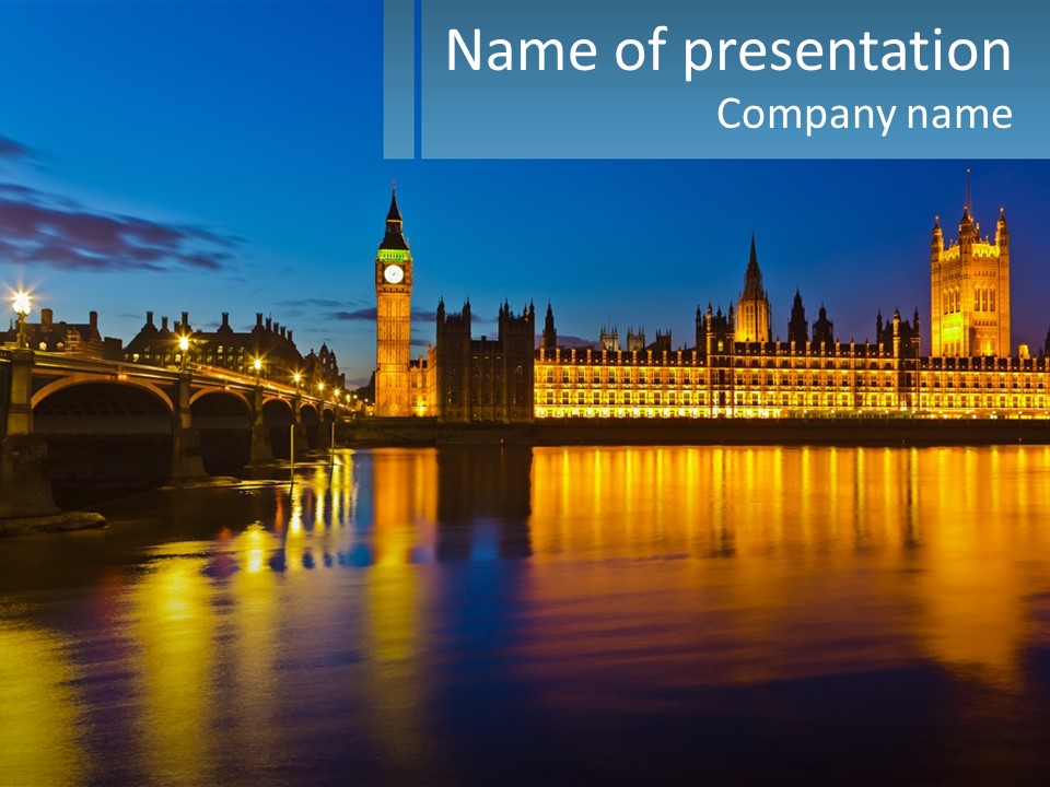 The Big Ben Clock Tower Towering Over The City Of London PowerPoint Template