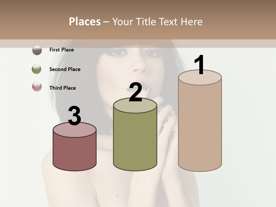 A Woman With Black Hair Is Posing For A Picture PowerPoint Template