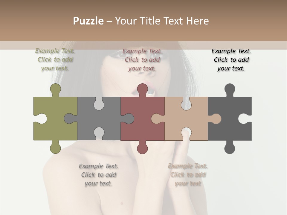 A Woman With Black Hair Is Posing For A Picture PowerPoint Template