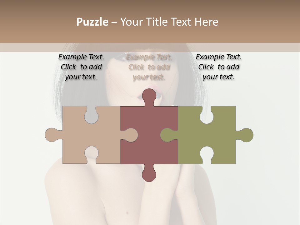 A Woman With Black Hair Is Posing For A Picture PowerPoint Template