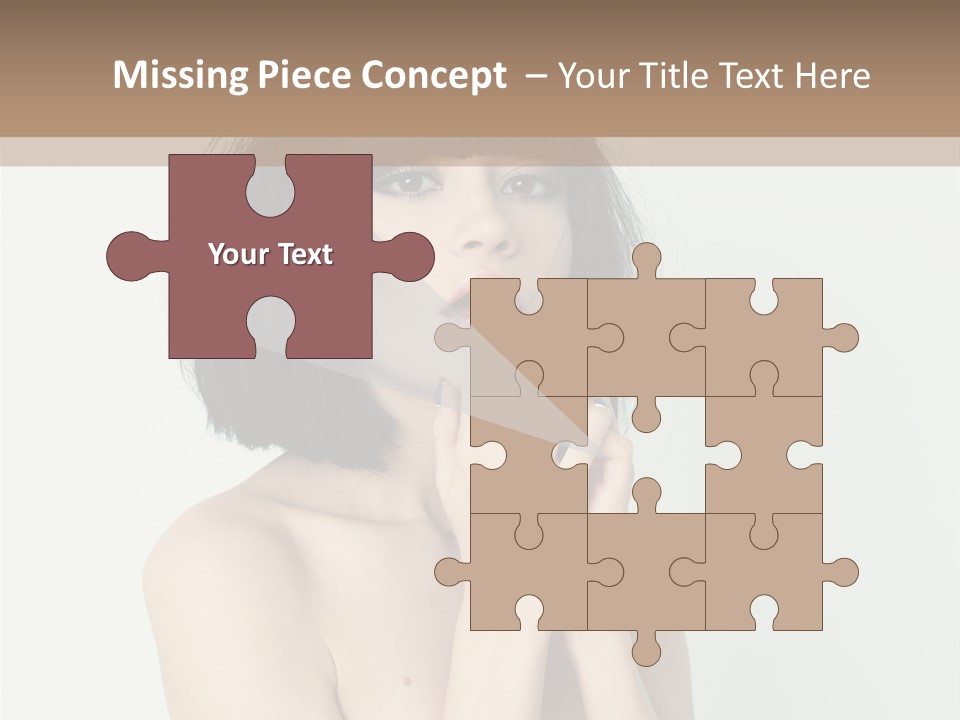 A Woman With Black Hair Is Posing For A Picture PowerPoint Template