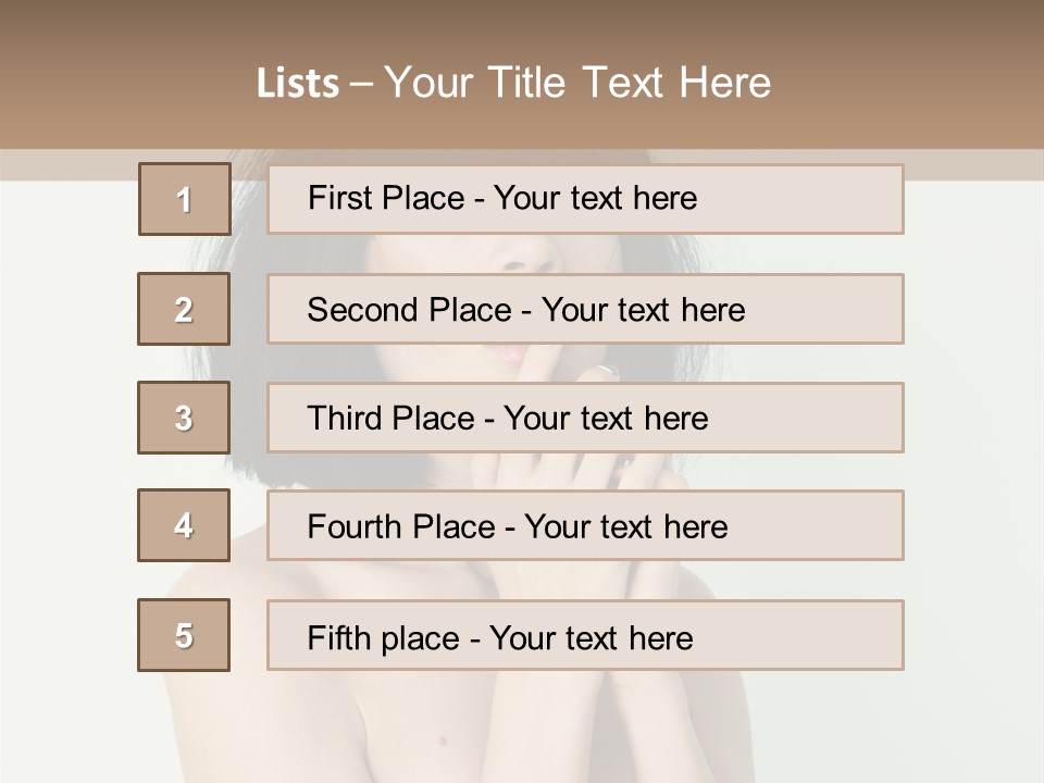 A Woman With Black Hair Is Posing For A Picture PowerPoint Template