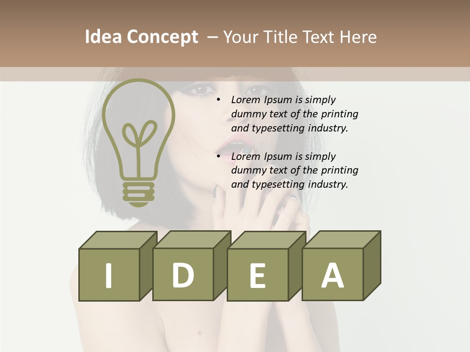 A Woman With Black Hair Is Posing For A Picture PowerPoint Template