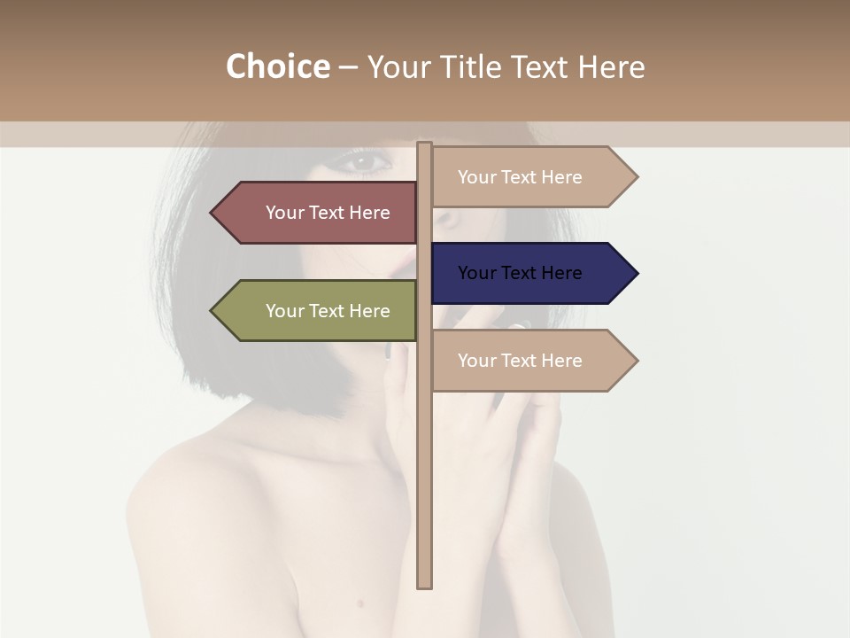 A Woman With Black Hair Is Posing For A Picture PowerPoint Template