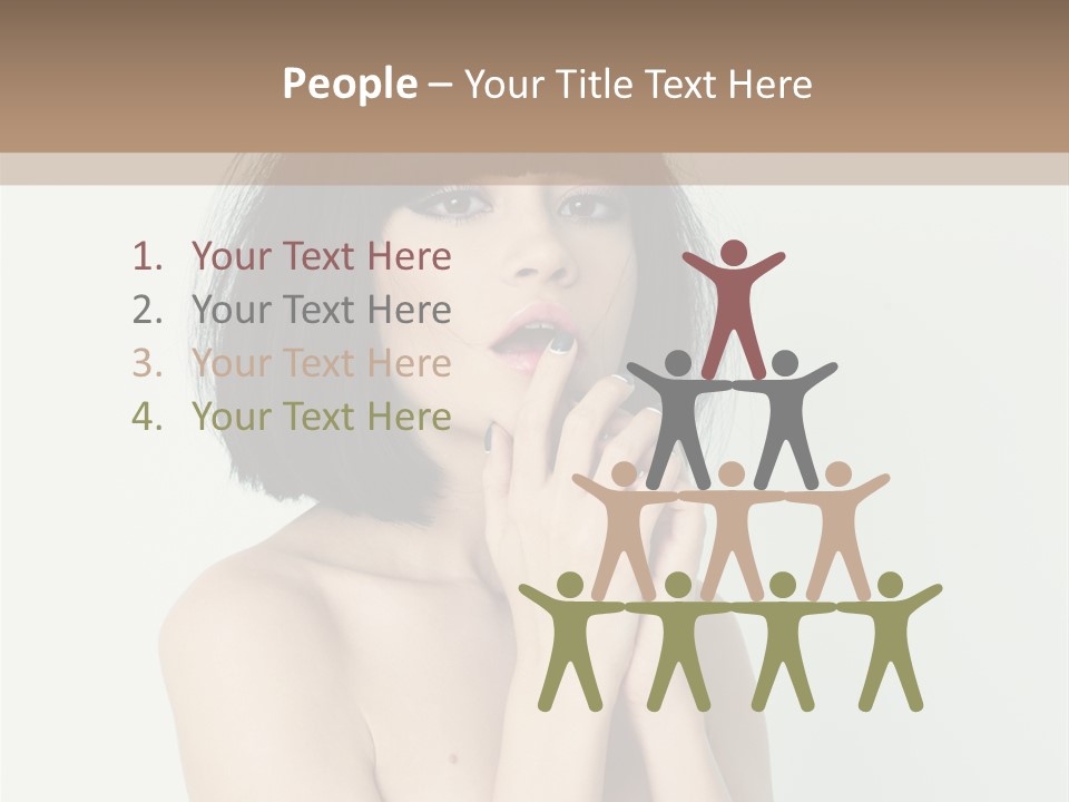 A Woman With Black Hair Is Posing For A Picture PowerPoint Template