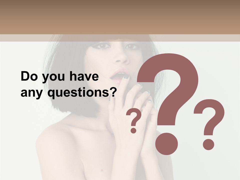 A Woman With Black Hair Is Posing For A Picture PowerPoint Template