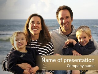 A Man And Two Children Are Posing For A Picture PowerPoint Template