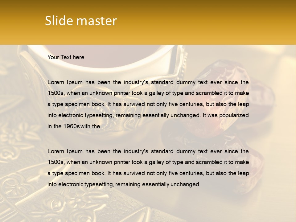 A Cup Of Tea And Two Dates On A Plate PowerPoint Template