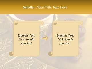 A Cup Of Tea And Two Dates On A Plate PowerPoint Template