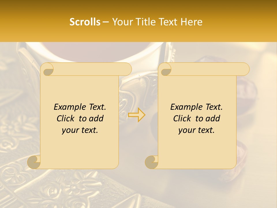 A Cup Of Tea And Two Dates On A Plate PowerPoint Template