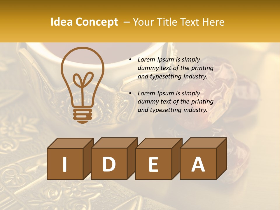 A Cup Of Tea And Two Dates On A Plate PowerPoint Template