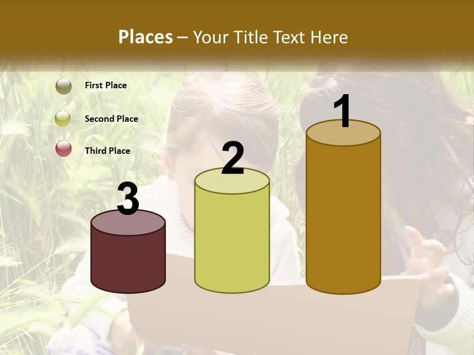 Two Little Girls Are Looking At A Book PowerPoint Template